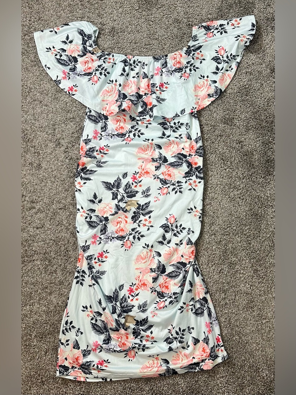 Jezero Light Blue Floral Off The Shoulder Maternity Dress NWT Size XL